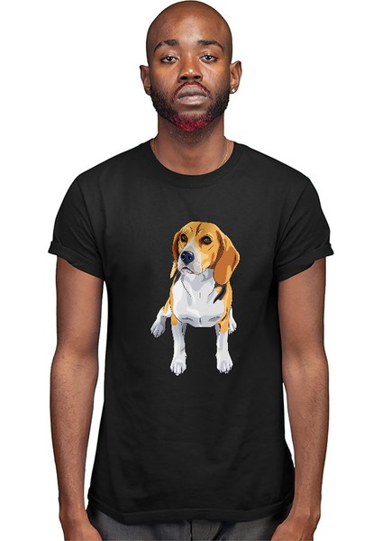 Tatlı Beagle Siyah Unisex Tişört T-Shirt