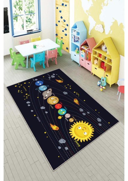 Ekonomik Desenli Renkli Dijital Baskı Yıkanabilir Kaymaz Taban Modern Çocuk Halısı.(Süngersiz)