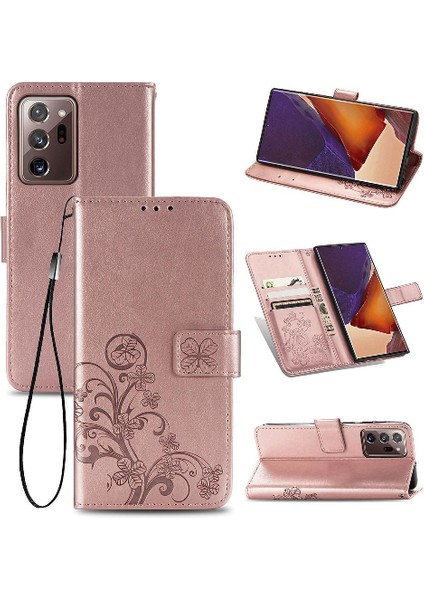 Samsung Galaxy Not 20 Için Ultra Deri Kapak Kapak Dört Yaprak Telefon Kılıfı (Yurt Dışından)
