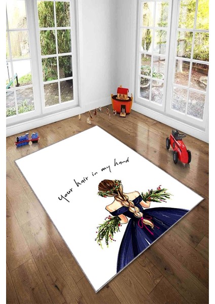 Desenli Renkli Dijital Baskı Yıkanabilir Kaymaz Taban Modern Çocuk Halısı ve Yolluk.
