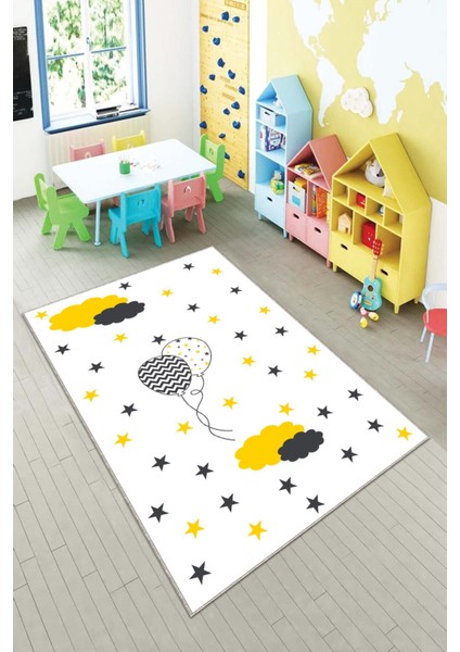 Ekonomik Desenli Renkli Dijital Baskı Yıkanabilir Kaymaz Taban Modern Çocuk Halısı.(Süngersiz)