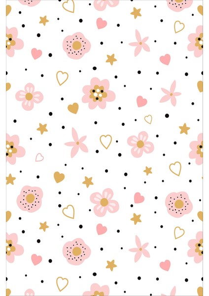 Pembe Çiçek Desenli Kalpli Yıldızlı Dijital Baskı Yıkanabilir Kaymaz Leke Tutmaz Çocuk Odası Halısı fırsatları