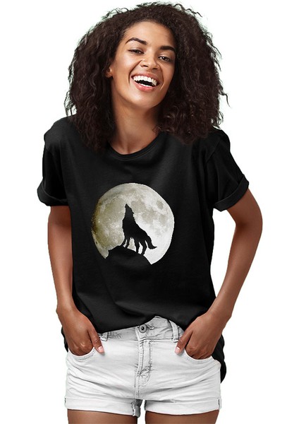 Uluyan Kurt Siyah Unisex Tişört T-Shirt fiyatları
