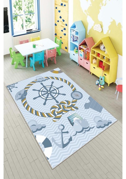 Ekonomik Desenli Renkli Dijital Baskı Yıkanabilir Kaymaz Taban Modern Çocuk Halısı.(Süngersiz)