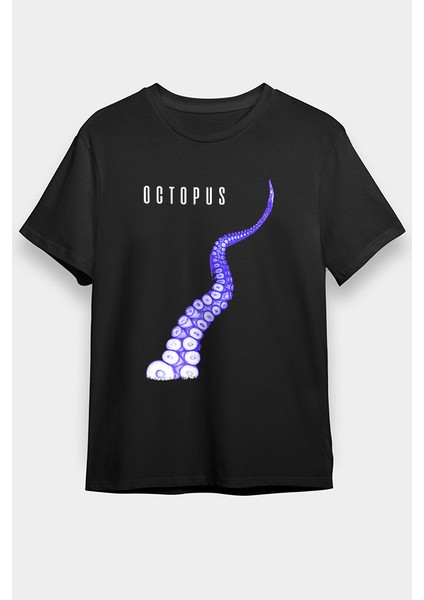 Octopus Ahtapot Siyah Unisex Tişört T-Shirt