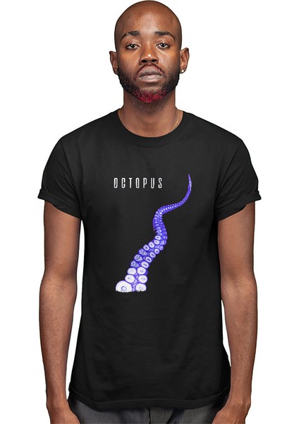 Octopus Ahtapot Siyah Unisex Tişört T-Shirt