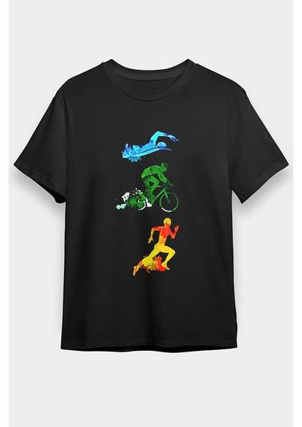 Triathlon Siyah Unisex Tişört T-Shirt