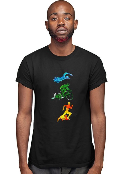 Triathlon Siyah Unisex Tişört T-Shirt modelleri