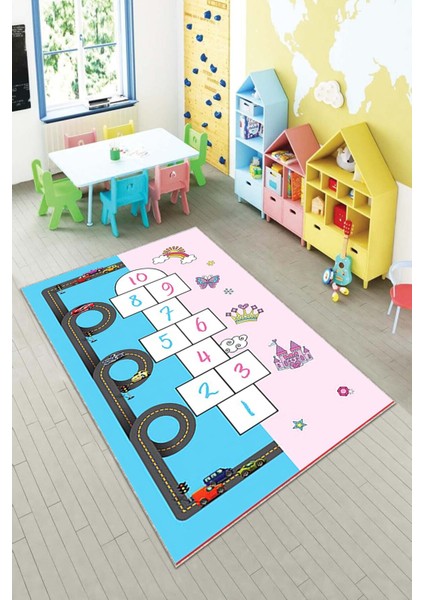 Desenli Renkli Dijital Baskı Yıkanabilir Kaymaz Taban Modern Çocuk Halısı ve Yolluk.