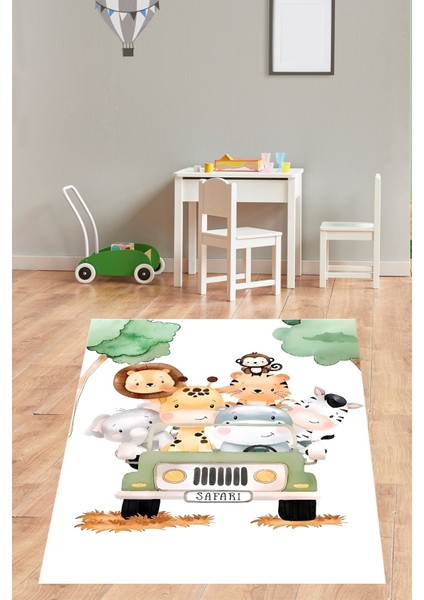 Safari Hayvanlar Fil Aslan Zürafa Yıkanabilir Kaymaz Taban Leke Tutmaz Çocuk Odası Halısık fiyatları