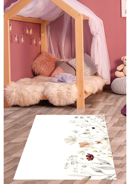 Çiçek Bahçesi Kelebek Desenli Yıkanabilir Kaymaz Taban Leke Tutmaz Çocuk Odası Halısık fiyatları
