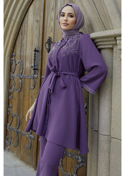 Mona Tunik Pantolon Takım - Leylak