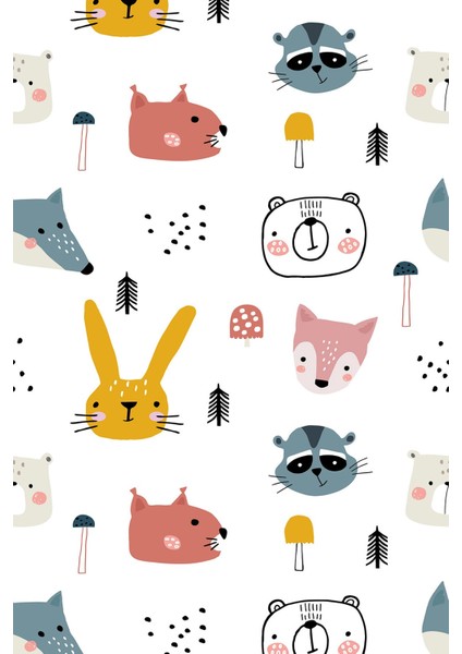 Sevimli Hayvanlar Alemi Animal Tavşan Tilki Yıkanabilir Kaymaz Taban Leke Tutmaz Çocuk Odası Halısı modelleri