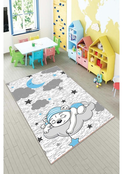 Desenli Renkli Dijital Baskı Yıkanabilir Kaymaz Taban Modern Çocuk Halısı ve Yolluk.