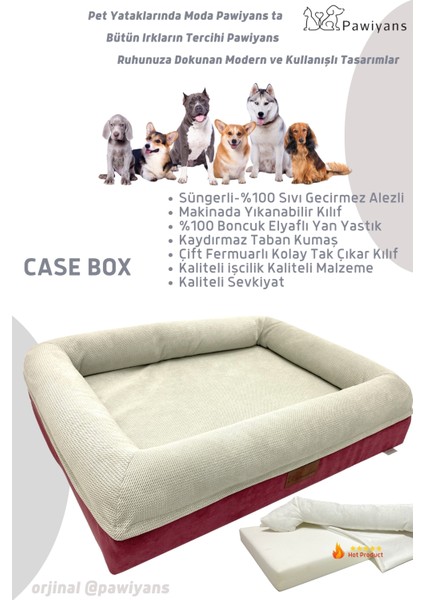 Coch Box Üst Kalite Köpek Yatağı Süngerli Sıvı Geçirmez Alezli. %100 Elyaflı. 2 Fermuarlı fiyatları
