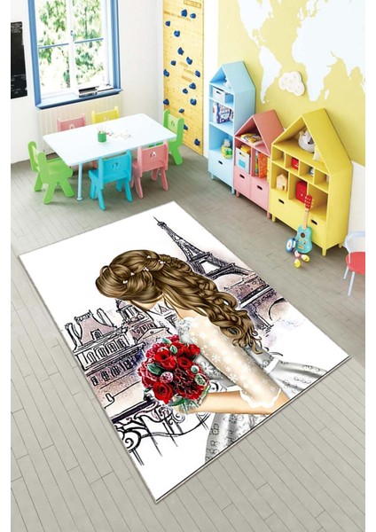 Desenli Renkli Dijital Baskı Yıkanabilir Kaymaz Taban Modern Çocuk Halısı ve Yolluk.