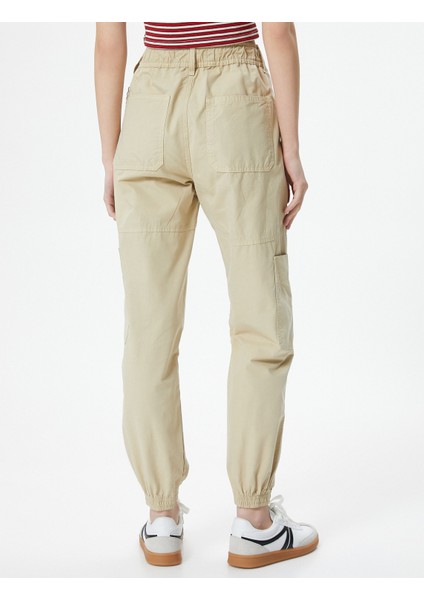 Kargo Jogger Pantolon Zincir Detaylı Yüksek Bel Pamuklu fırsatları