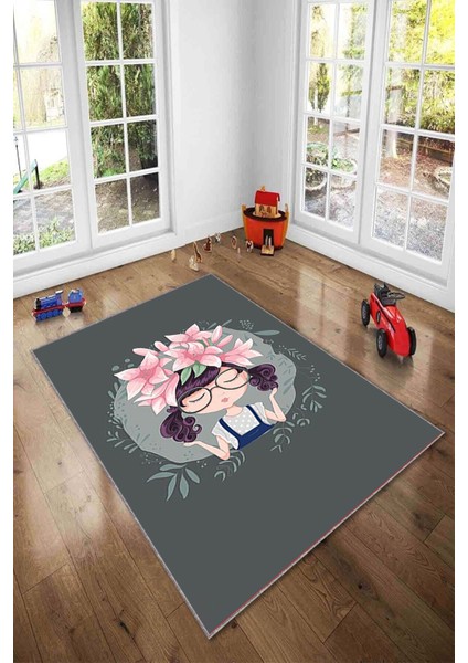 Desenli Renkli Dijital Baskı Yıkanabilir Kaymaz Taban Modern Çocuk Halısı ve Yolluk.