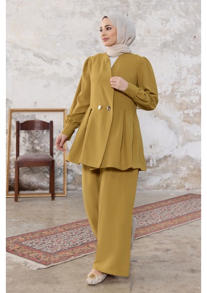 Linda Ceket Pantolon Takım - Yağ Yeşili