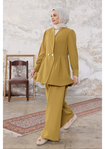 Linda Ceket Pantolon Takım - Yağ Yeşili modelleri