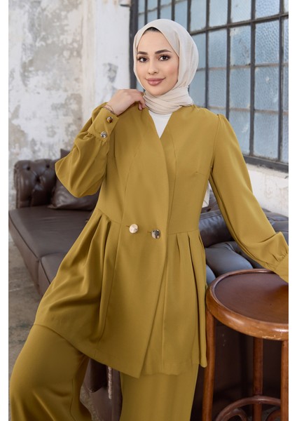 Linda Ceket Pantolon Takım - Yağ Yeşili fırsatları