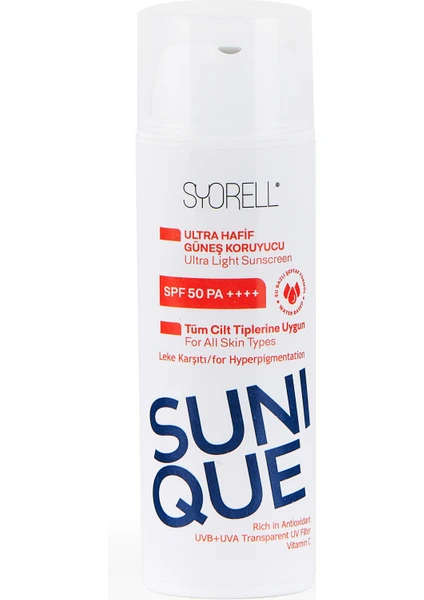 SUNIQUE Leke Karşıtı Ultra Hafif Güneş Koruyucu Krem-50 SPF