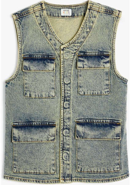 Oversize Kot Yelek Kapaklı Cepli