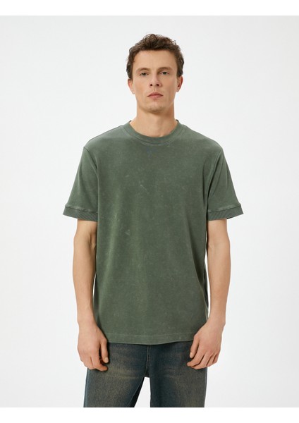 Oversize Yıkamalı Tişört Bisiklet Yaka Kısa Kollu modelleri