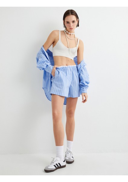 Mini Şort Cepli Beli Çift Lastik Detaylı fiyatları