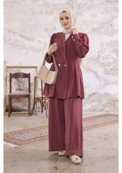 Linda Ceket Pantolon Takım - Gül Kurusu