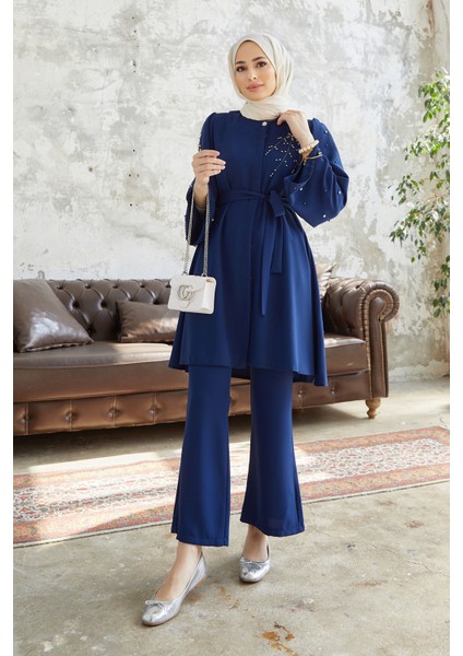 Rina Tunik Pantolon Takım - Indigo