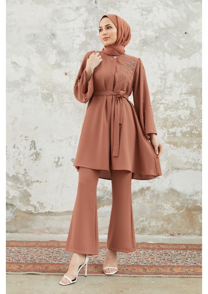 Rina Tunik Pantolon Takım - Camel