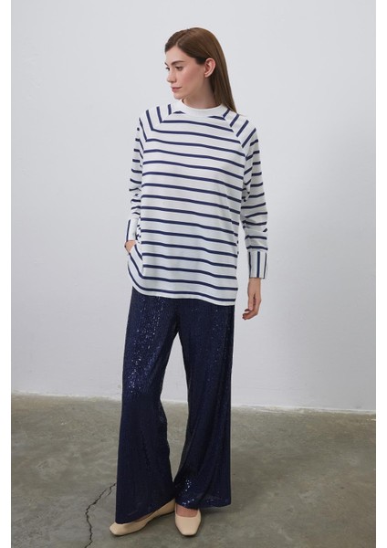 Payet Işlemeli Bol Pantolon Lacivert fiyatları
