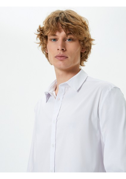 Slim Fit Gömlek Yarım Italyan Yaka Düğmeli Uzun Kollu fiyatları