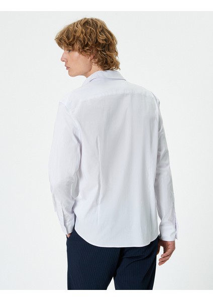 Slim Fit Gömlek Yarım Italyan Yaka Düğmeli Uzun Kollu fırsatları