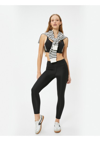 Spor Tayt Cep Detaylı Yüksek Bel Slim Fit