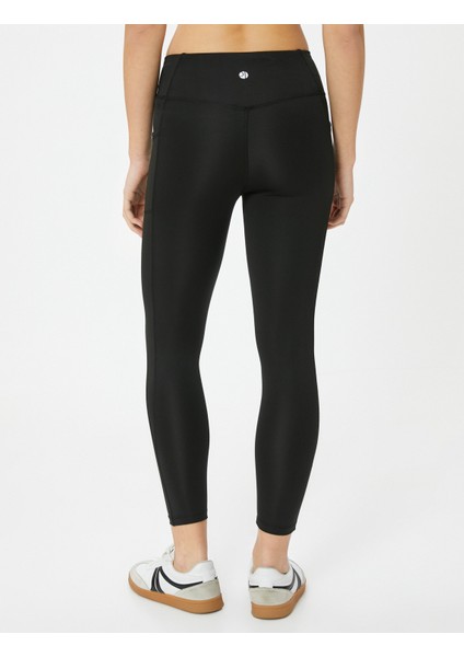Spor Tayt Cep Detaylı Yüksek Bel Slim Fit