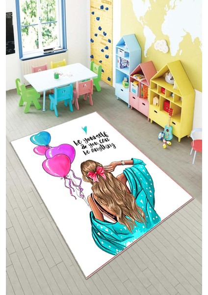 Desenli Renkli Dijital Baskı Yıkanabilir Kaymaz Taban Modern Çocuk Halısı ve Yolluk.
