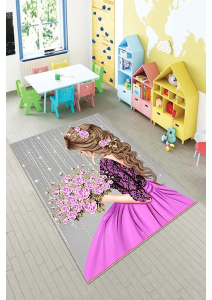 Desenli Renkli Dijital Baskı Yıkanabilir Kaymaz Taban Modern Çocuk Halısı ve Yolluk.