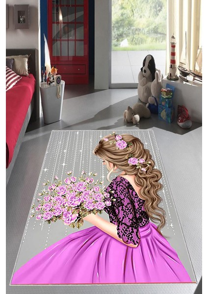 Desenli Renkli Dijital Baskı Yıkanabilir Kaymaz Taban Modern Çocuk Halısı ve Yolluk.