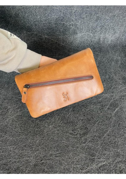 SL-312 Hakiki Deri Çok Işlevli Özel Portföy Kartlık Bölmeli El Çantası 22,5 Cm×13,5 cm Sanat Leather