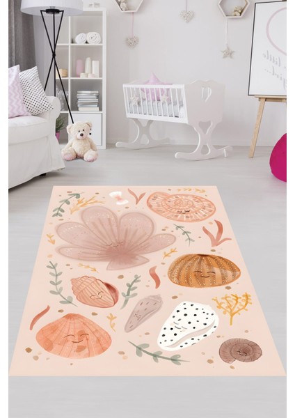 Pembe Zemin Denizaltı Minimalist Şekil Yıkanabilir Kaymaz Taban Leke Tutmaz Çocuk Odası Halısı fiyatları