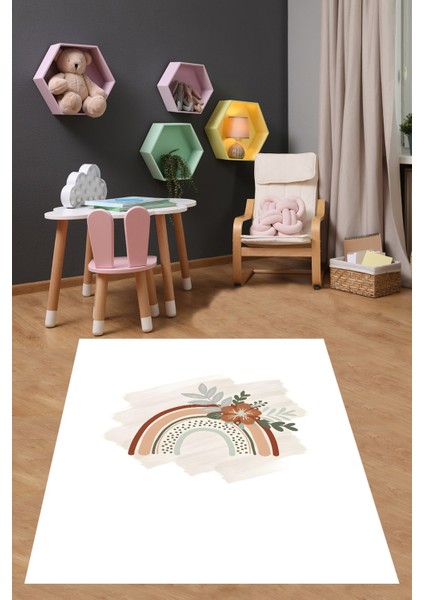 Iskandinav Bohem Beyaz Zeminde Gökkuşağı Yıkanabilir Kaymaz Taban Leke Tutmaz Çocuk Odası Halısı fiyatları
