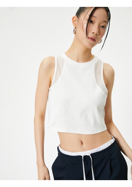 File Detaylı Kısa Atlet Pamuklu Slim Fit