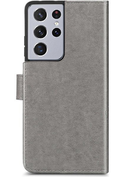 Samsung Galaxy S21 Ultra Flip Kapak Için Kısa Kayış Dört Yapraklı Yonca Telefon Kılıfı (Yurt Dışından) modelleri