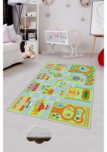 Desenli Renkli Dijital Baskılı Yıkanabilir Kaymaz Taban Modern Mutfak Halısı (Süngersiz)