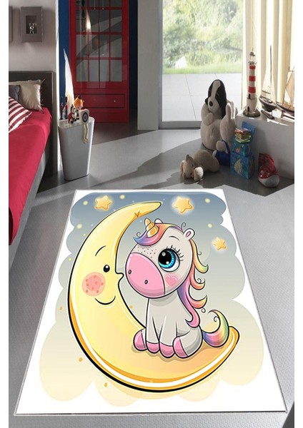 Desenli Renkli Dijital Baskı Yıkanabilir Kaymaz Taban Modern Çocuk Halısı ve Yolluk.