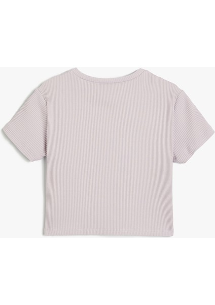 Crop Tişört Grafiti Baskılı Kısa Kollu Bisiklet Yaka Dokulu Pamuklu fiyatları