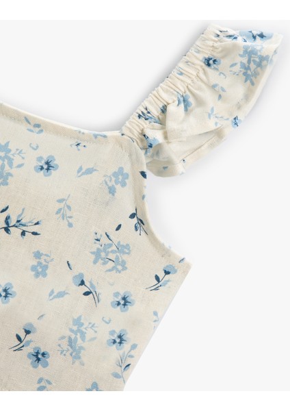 Crop Bluz Keten Karışımlı Fırfırlı Askılı modelleri