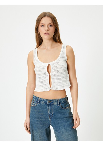 Crop Atlet Önü Kopçalı Ajurlu U Yaka Kalın Askılı modelleri